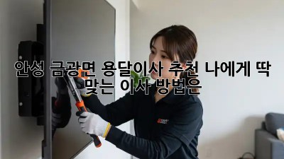 안성 금광면 용달이사 추천: 나에게 딱 맞는 이사 방법은?
