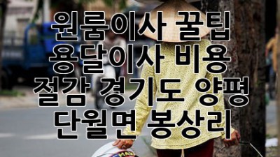 원룸이사 꿀팁🍯: 용달이사 비용 절감 (경기도 양평 단월면 봉상리)